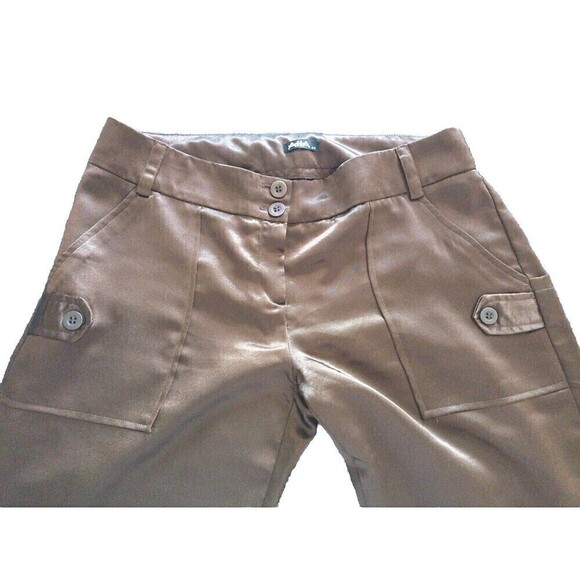 AHA Parachute Cargo Pants Satin Brown Brazilian Size 44 US Large Drawstring Leg - Picture 5 of 11